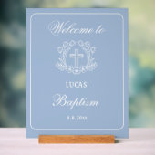 フローラシンプルクロスオンライトブルーバプテスムウェルカム アクリルサイン (ニュートラル)