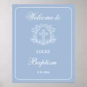 フローラシンプルクロスオンライトブルーバプテスムウェルカム ポスター (正面)