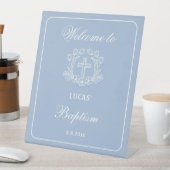 フローラシンプルクロスオンライトブルーバプテスムウェルカム 台座サイン (インサイチュ)