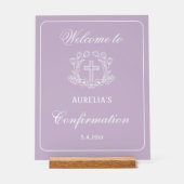 フローラシンプルクロスオン薄紫確認へようこそ アクリルサイン (正面)