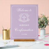 フローラシンプルクロスオン薄紫確認へようこそ アクリルサイン (ウェディング)