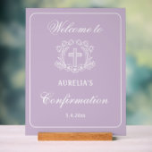 フローラシンプルクロスオン薄紫確認へようこそ アクリルサイン (ニュートラル)