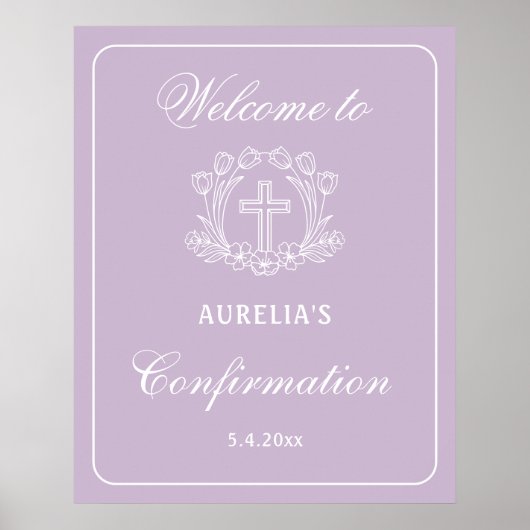 フローラシンプルクロスオン薄紫確認へようこそ ポスター (正面)