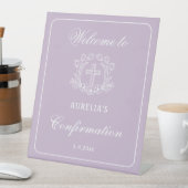 フローラシンプルクロスオン薄紫確認へようこそ 台座サイン (インサイチュ)