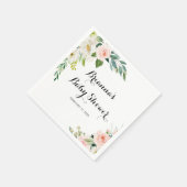 フローラシンプルグリーンカリグラフィーベビーシャワー スタンダードカクテルナプキン (角)