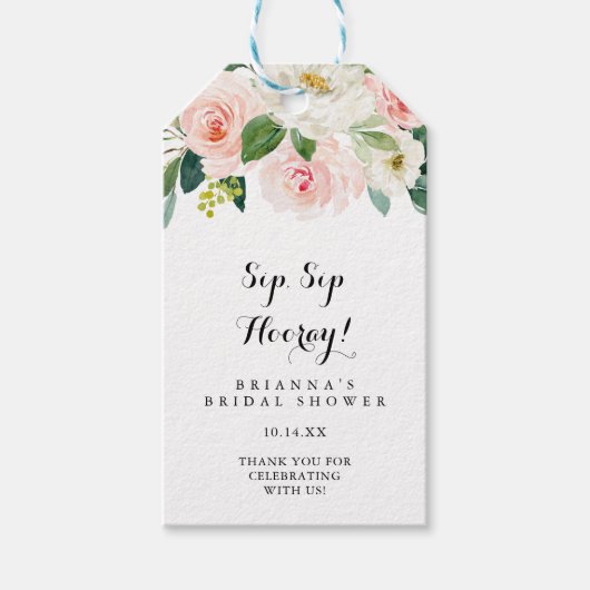 フローラシンプルグリーンシップSIPホレーブライダルシャワー ギフトタグ (正面)