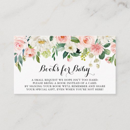 フローラシンプルグリーンベイビーシャワー予約リクエスト エンクロージャーカード (正面)