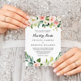 フローラシンプルグリーンリーフヌエストラボダ結婚ズ 招待状