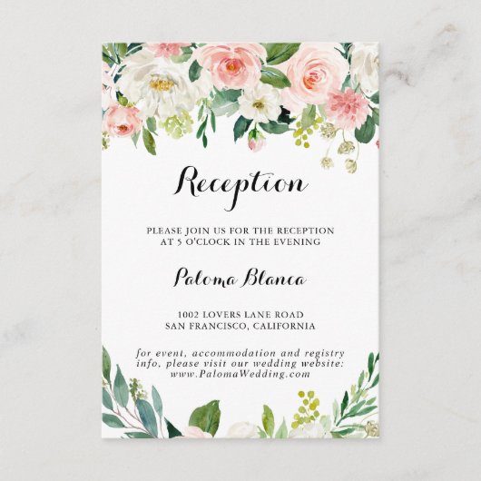 フローラシンプルグリーンリーフ結婚式レセプション エンクロージャーカード (正面)