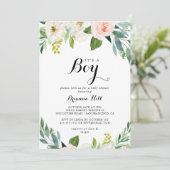 フローラシンプルグリーン男の子シャワー 招待状 (スタンド正面)