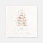 フローラシンプルケーキ誕生日パーティー スタンダードカクテルナプキン (正面)