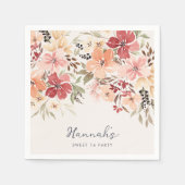 フローラシンプルスウィート16誕生日 スタンダードカクテルナプキン (正面)