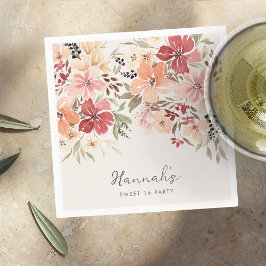 フローラシンプルスウィート16誕生日 スタンダードカクテルナプキン
