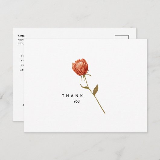 フローラシンプルステム葬儀ありがとう ポストカード (正面/裏面)