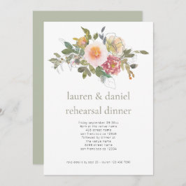 フローラシンプルセージグリーンのリハ結婚ーサルディナー 招待状