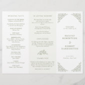 フローラシンプルセージグリーントリフォールド結婚式 プログラム (正面)