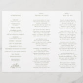 フローラシンプルセージグリーントリフォールド結婚式 プログラム (裏面)