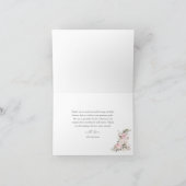 フローラシンプルタイポグラフィピンクベビーシャワー サンキューカード (内部)