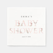 フローラシンプルタイポグラフィピンクベビーシャワー スタンダードカクテルナプキン (正面)