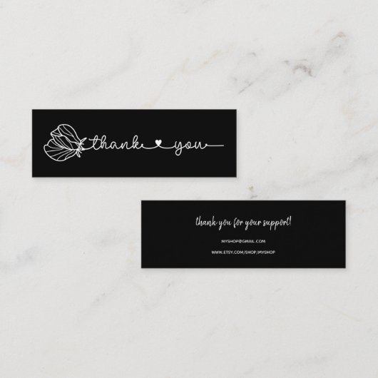 フローラシンプルタイポグラフィミニマルサンキューエッティミ スキニー名刺 (正面/裏面)