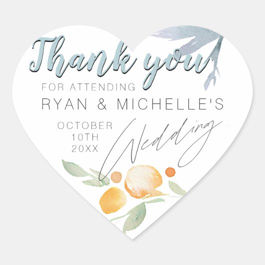 フローラシンプルダスティブルーアンドピーチ結婚式の引き出物H ハートシール (正面)