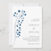 フローラシンプルダスティブルーウォーター招待状 招待状 (正面)