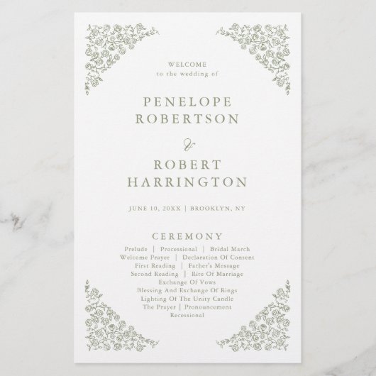 フローラシンプルデリケート結婚式 プログラム (正面)