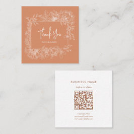 フローラシンプルナチュラルテラコッタQRコードありがとう スクエア名刺