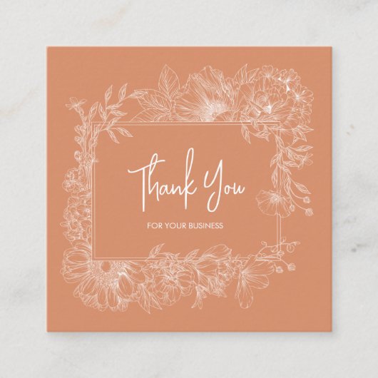 フローラシンプルナチュラルテラコッタQRコードありがとう スクエア名刺 (正面)