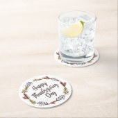 フローラシンプルハッピーサンクスギビング |紙コースター ラウンドペーパーコースター (インサイチュ)