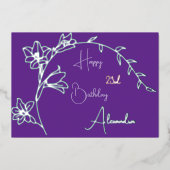 フローラシンプルパープル&シルバー熟成誕生日 箔シーズンカード (正面)