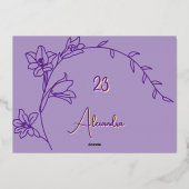 フローラシンプルパープル&シルバー熟成誕生日 箔シーズンカード (裏面)