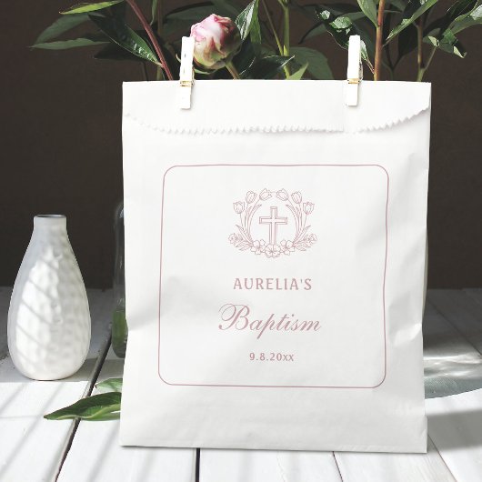 フローラシンプルピンククロスバプテスマ フェイバーバッグ