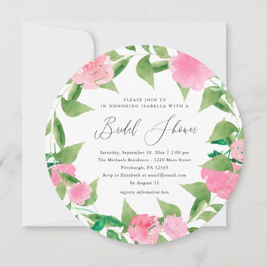 フローラシンプルブライダルシャワー招待 案内状 (正面)