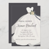 フローラシンプルブライドガウンブライダルシャワー招待 招待状 (正面/裏面)