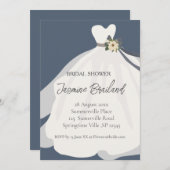 フローラシンプルブライドガウンブライダルシャワー 招待状 (正面/裏面)