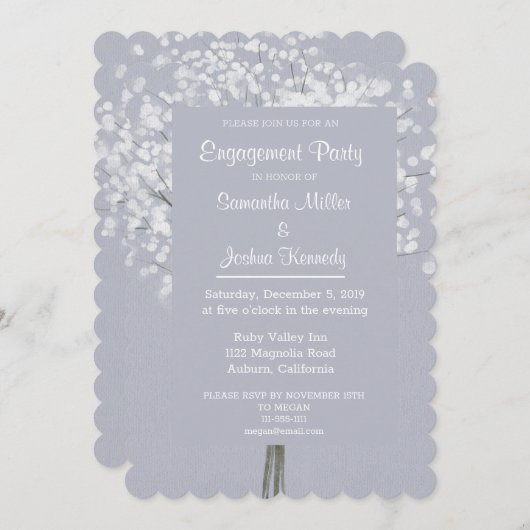 フローラシンプルブーケ婚約パーティ招待状 招待状 (正面/裏面)