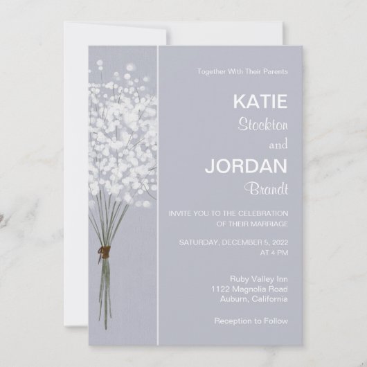 フローラシンプルブーケ結婚式招待状 招待状 (正面)