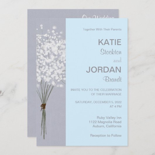 フローラシンプルブーケ結婚式招待状 招待状 (正面/裏面)