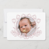 フローラシンプルホワイトピンクバプテスマサンキューカード 招待状 (正面)