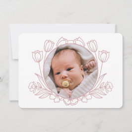 フローラシンプルホワイトピンクバプテスマサンキューカード 招待状