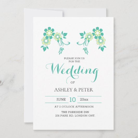 フローラシンプルホワイト結婚式招待状 招待状 (正面)