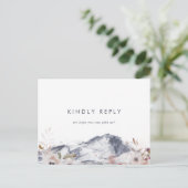 フローラシンプルマウンテンメニュー選択RSVPポストカード インビテーションポストカード (スタンド正面)