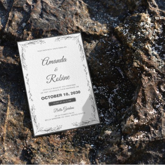 フローラシンプルミニマモダンリスト結婚式招待状 招待状