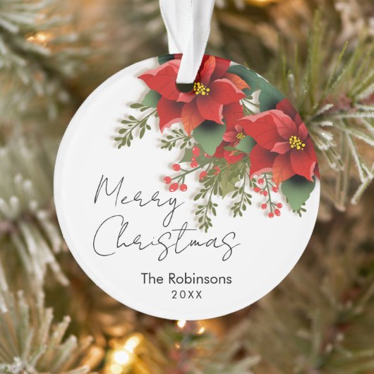 フローラシンプルメリークリスマスホリデーポインセチア オーナメント (ツリー)