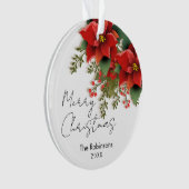 フローラシンプルメリークリスマスホリデーポインセチア オーナメント (正面)