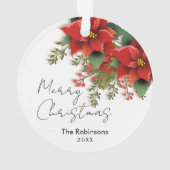 フローラシンプルメリークリスマスホリデーポインセチア オーナメント (裏面)