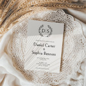 フローラシンプルモノグラムリースイニシャル結婚ズ 招待状