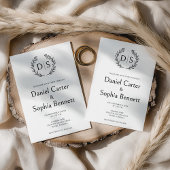 フローラシンプルモノグラムリースイニシャル結婚ズ 招待状