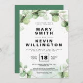 フローラシンプルユ素朴ーカリプトゥスグ結婚レナリー 招待状 (正面/裏面)